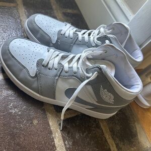 Jordan Gray and White High-Top Sneakers